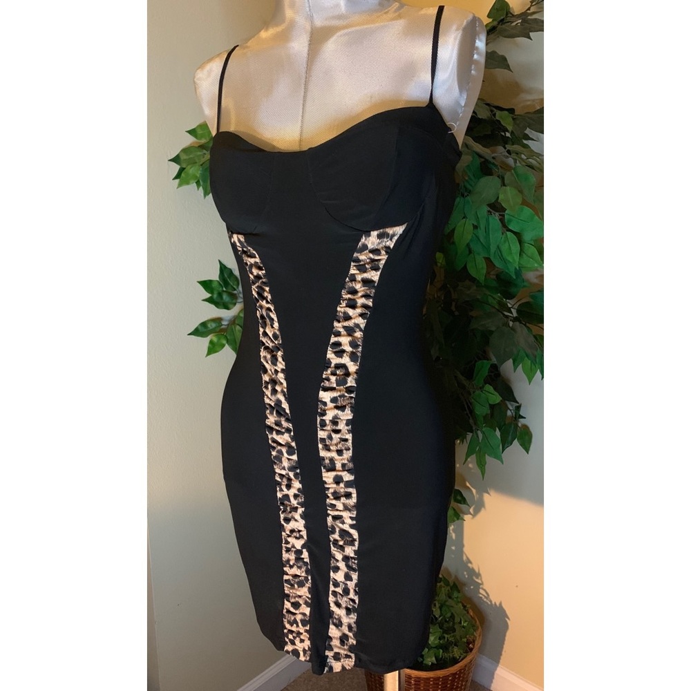 Bodycon Leopard black dress